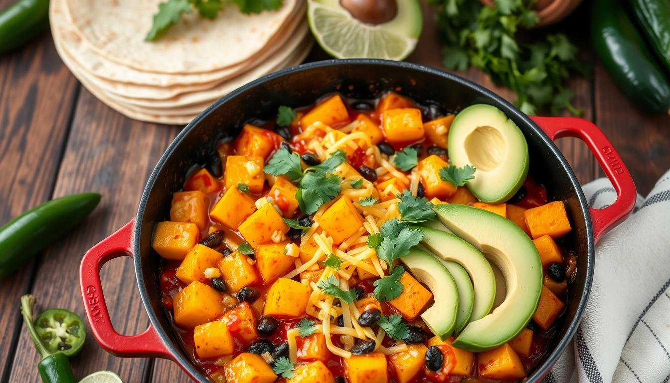 Butternut Squash and Black Bean Enchilada Skillet recipe