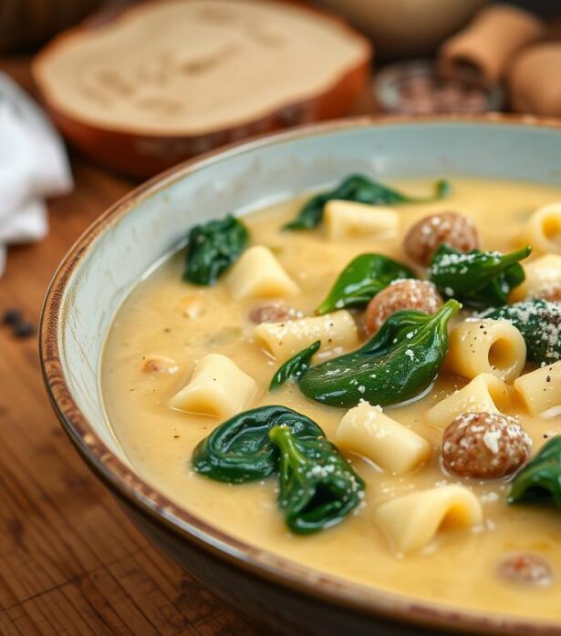 Creamy Parmesan Italian Sausage Ditalini Soup - Easy DIY Recipes