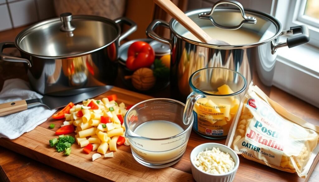 kitchen equipment for creamy pasta soup