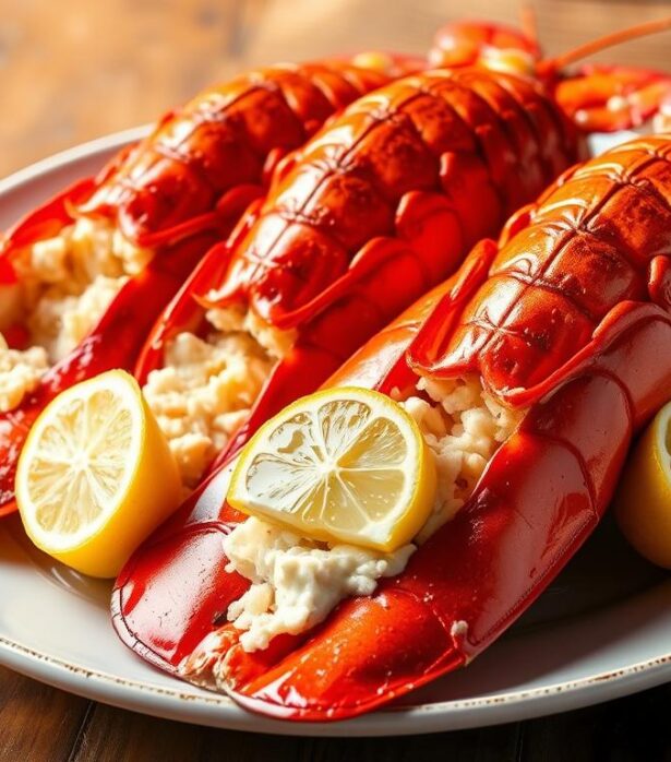 Boiled Lobster Tails with Garlic Lemon Butter