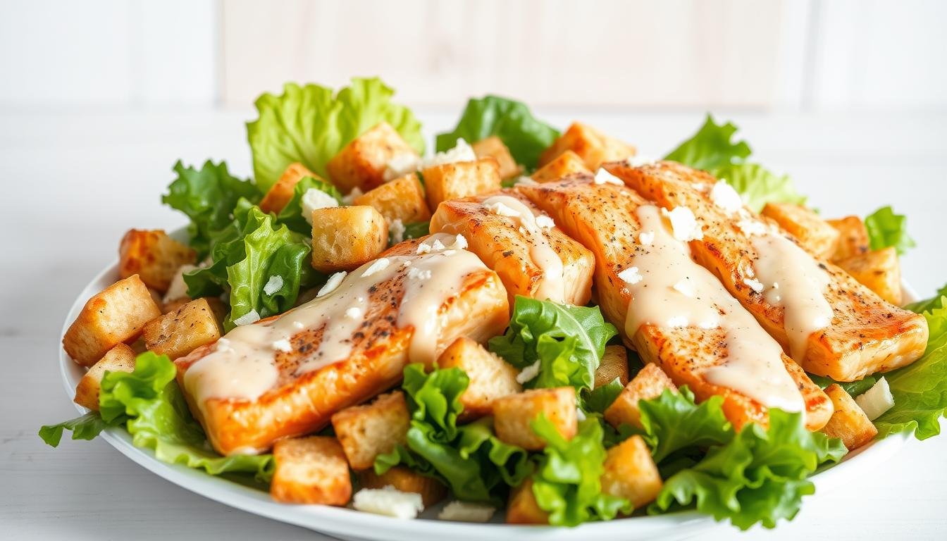 Clean Eating Salmon Caesar Salad for Weight Loss