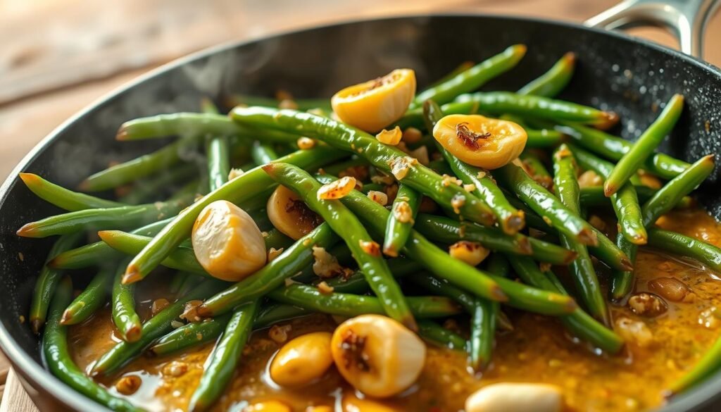 sautés green beans