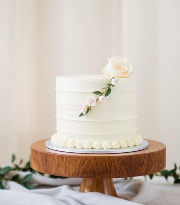 "Single-tier wedding cake designs under $50"