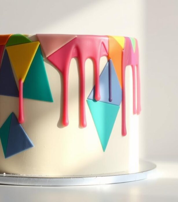 Step-by-step geometric drip cake designs