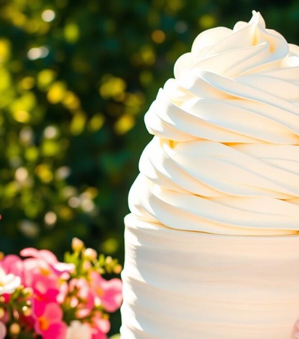 "Whipped cream frosting stability tips for outdoor weddings"